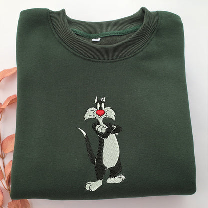 Sylvester Embroidery, Disneyland Embroidered Sweatshirt, Movie Disney Inspired, Valentine's Day Gifts Idea For Him Her