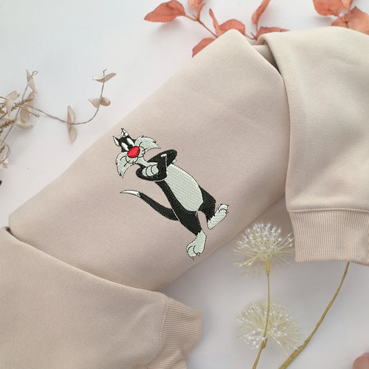 Sylvester Embroidery, Disneyland Embroidered Sweatshirt, Movie Disney Inspired, Valentine's Day Gifts Idea For Him Her