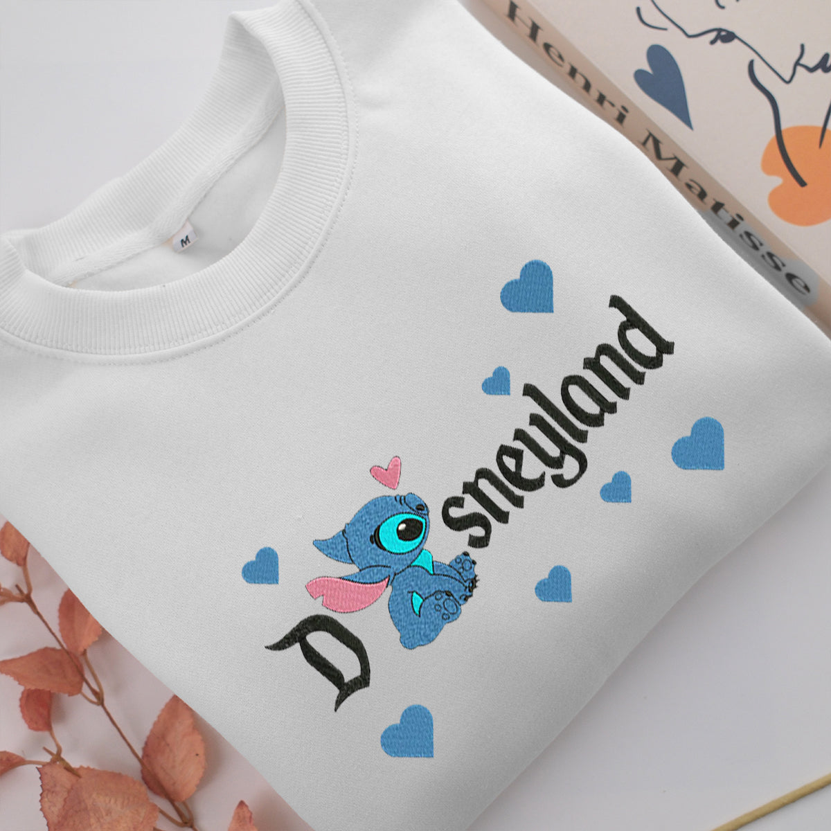Stitch Disneyland Embroidery, Disneyland Embroidered Sweatshirt, Movie Disney Inspired, Valentine's Day Gifts Idea For Him Her