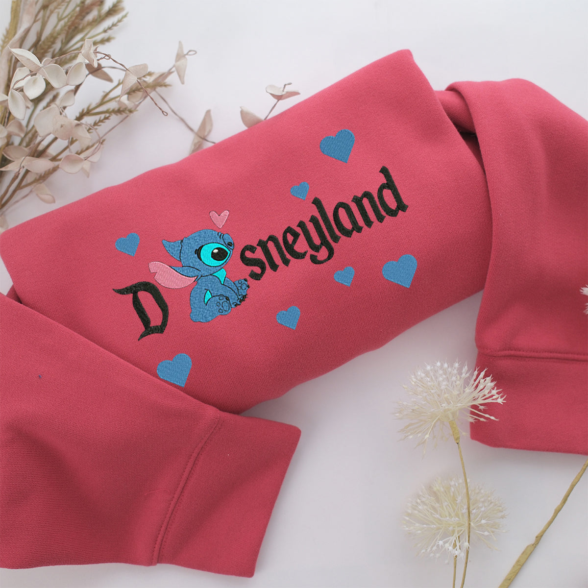 Stitch Disneyland Embroidery, Disneyland Embroidered Sweatshirt, Movie Disney Inspired, Valentine's Day Gifts Idea For Him Her