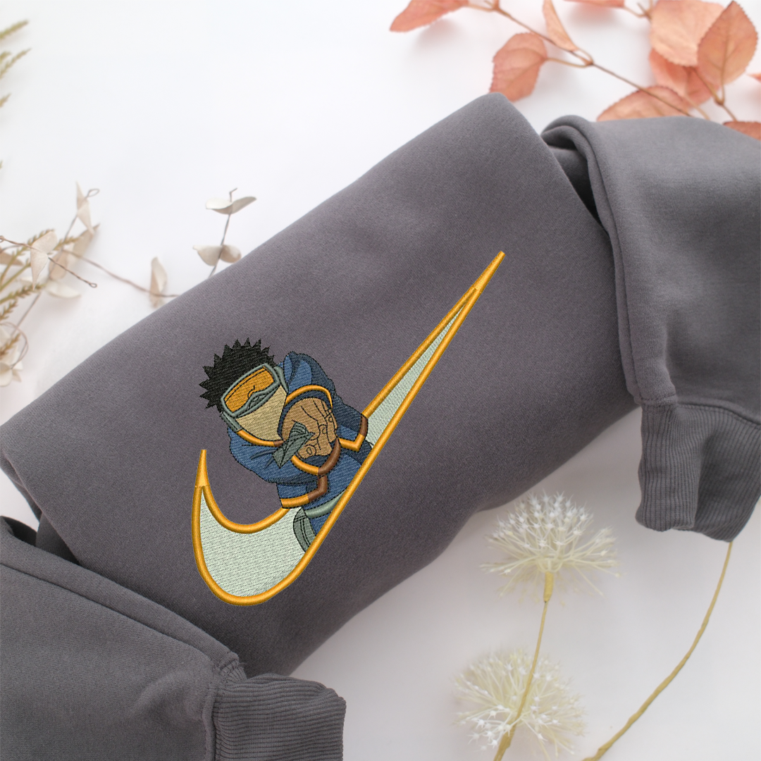 Uchiha Obito Swoosh Nike Embroidered Sweatshirt, Nike Movie Inspired, Valentine's Day Gifts Idea For Him Her