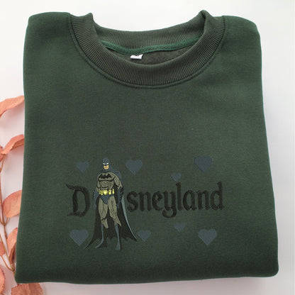 Batman Disneyland Embroidery, Disneyland Embroidered Sweatshirt, Movie Disney Inspired, Valentine's Day Gifts Idea For Him Her