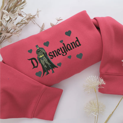 Batman Disneyland Embroidery, Disneyland Embroidered Sweatshirt, Movie Disney Inspired, Valentine's Day Gifts Idea For Him Her