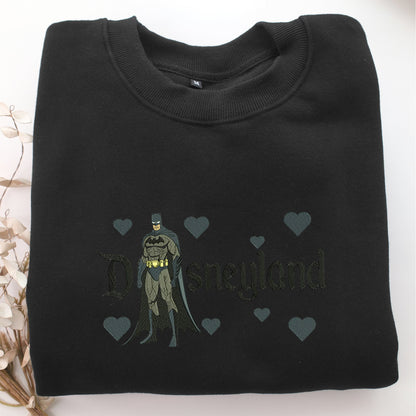 Batman Disneyland Embroidery, Disneyland Embroidered Sweatshirt, Movie Disney Inspired, Valentine's Day Gifts Idea For Him Her