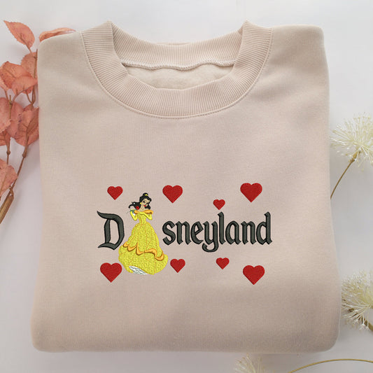 Belle v1 Disneyland Embroidery, Disneyland Embroidered Sweatshirt, Movie Disney Inspired, Valentine's Day Gifts Idea For Him Her