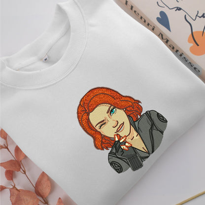 Black Widow Embroidery, Disneyland Embroidered Sweatshirt, Movie Disney Inspired, Valentine's Day Gifts Idea For Him Her