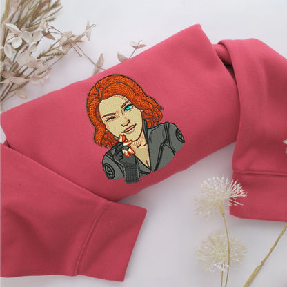 Black Widow Embroidery, Disneyland Embroidered Sweatshirt, Movie Disney Inspired, Valentine's Day Gifts Idea For Him Her