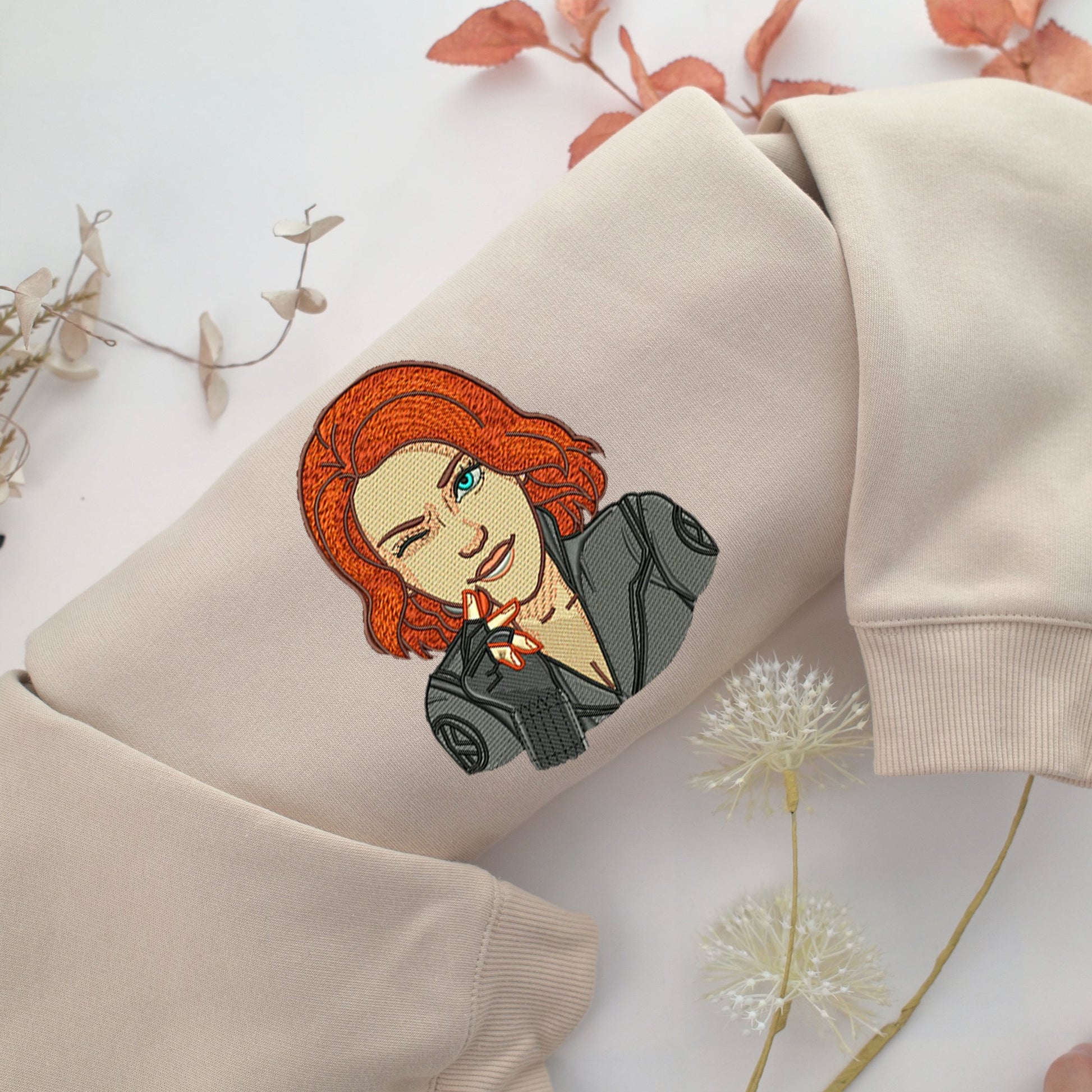 Black Widow Embroidery, Disneyland Embroidered Sweatshirt, Movie Disney Inspired, Valentine's Day Gifts Idea For Him Her