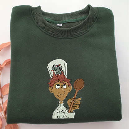 Alfredo Linguini Embroidery, Disneyland Embroidered Sweatshirt, Movie Disney Inspired, Valentine's Day Gifts Idea For Him Her