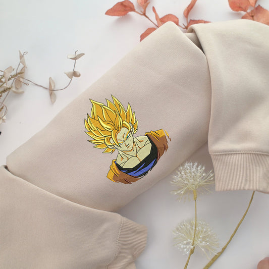 Super Saiyan Goku v3 Nike Embroidered Sweatshirt, Nike Movie Inspired, Valentine's Day Gifts Idea For Him Her