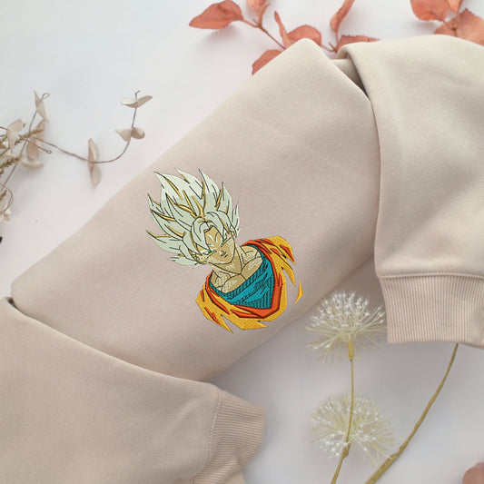 Super Saiyan Goku Nike Embroidered Sweatshirt, Nike Movie Inspired, Valentine's Day Gifts Idea For Him Her