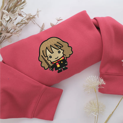 Chibi Hermione Granger v2 Embroidery, Disneyland Embroidered Sweatshirt, Movie Disney Inspired, Valentine's Day Gifts Idea For Him Her