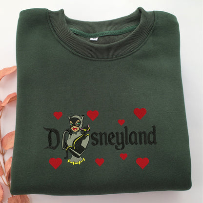 Catwoman Half Disneyland Embroidery, Disneyland Embroidered Sweatshirt, Movie Disney Inspired, Valentine's Day Gifts Idea For Him Her
