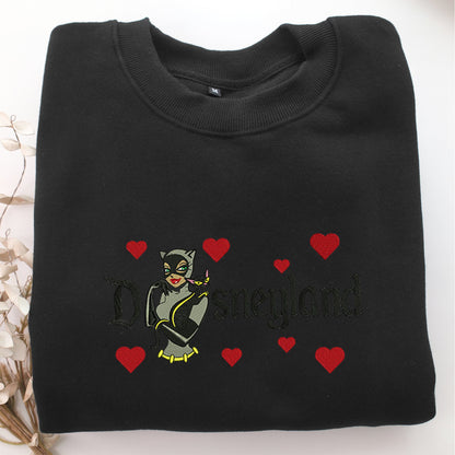 Catwoman Half Disneyland Embroidery, Disneyland Embroidered Sweatshirt, Movie Disney Inspired, Valentine's Day Gifts Idea For Him Her