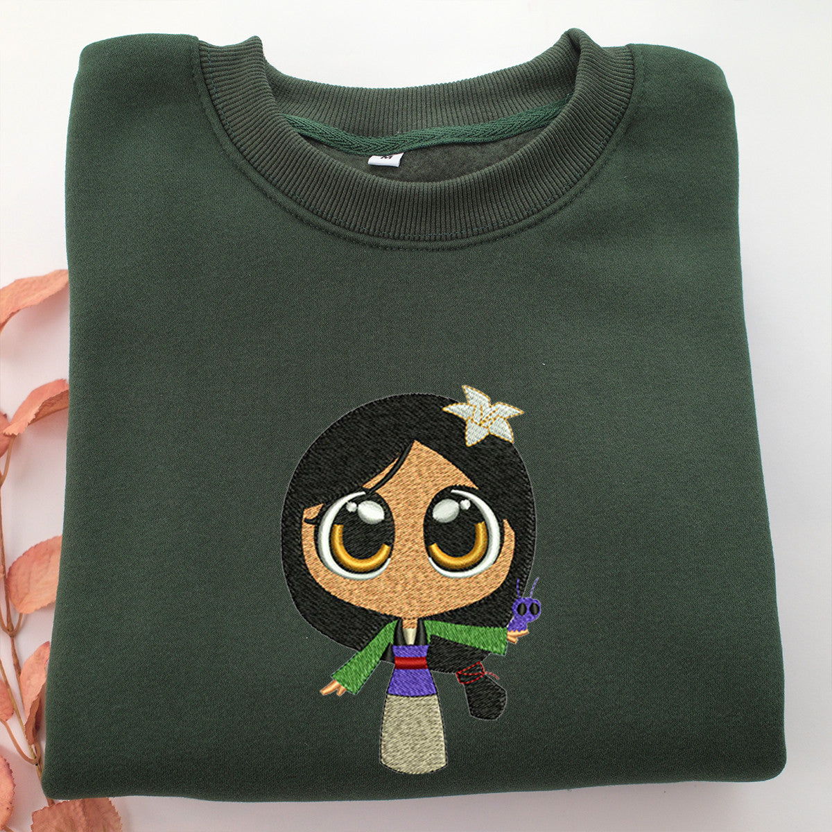 Chibi Mulan Embroidery, Disneyland Embroidered Sweatshirt, Movie Disney Inspired, Valentine's Day Gifts Idea For Him Her