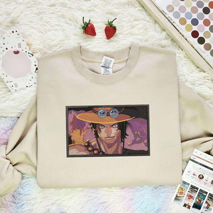 Ace Portrait One Piece Anime Embroidered Shirt
