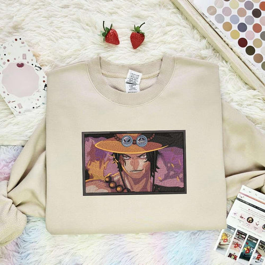 Ace Portrait One Piece Anime Embroidered Shirt