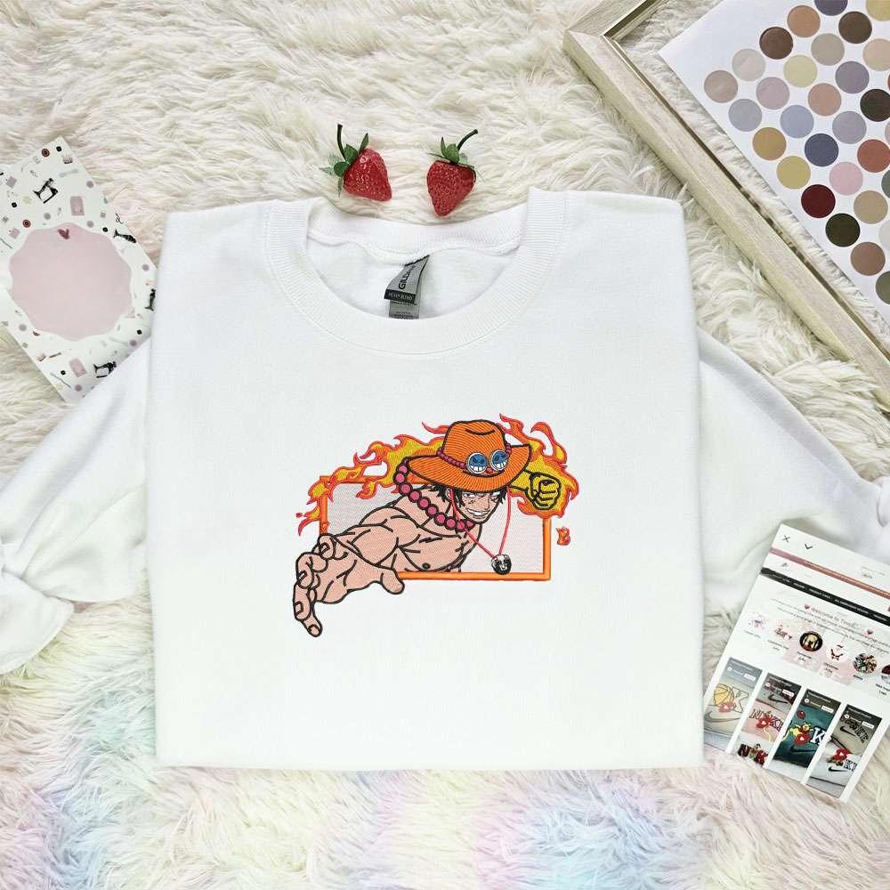 Ace Fire Punch One Piece Anime Embroidered Shirt