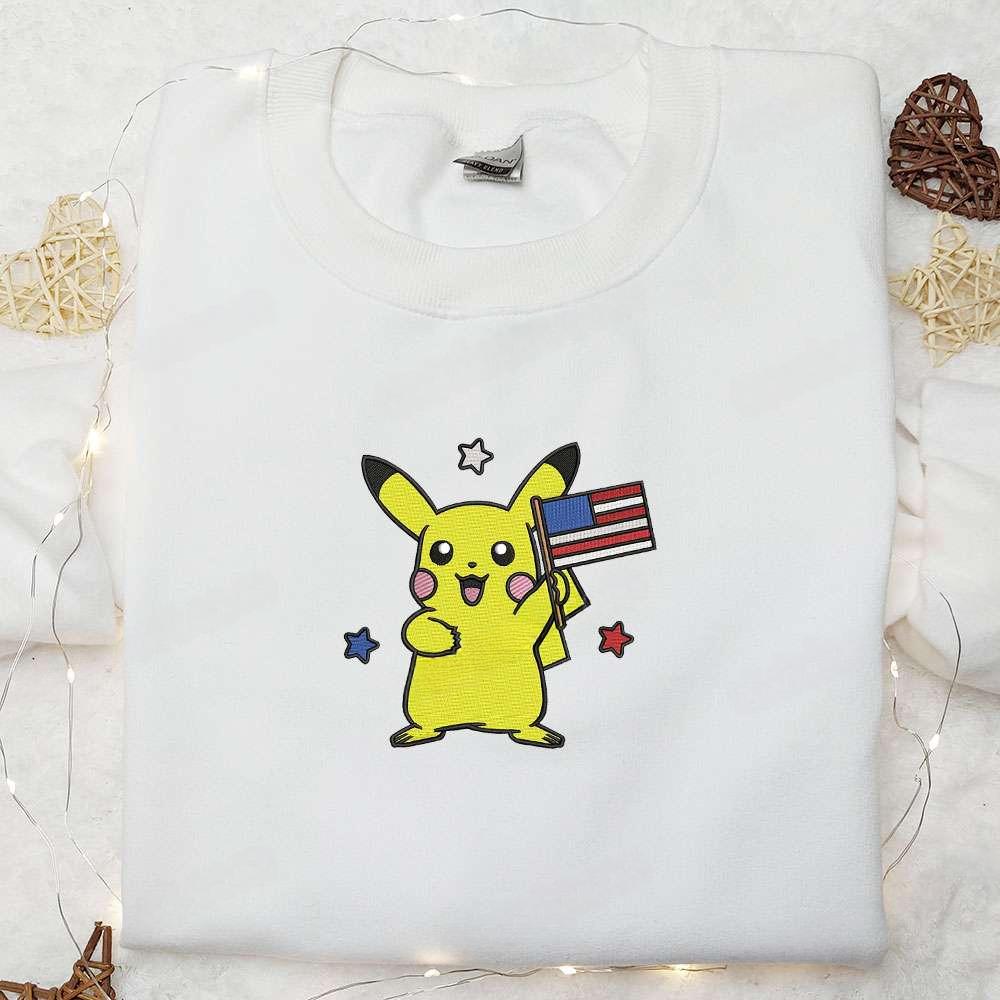The 4Th Of July Pikachu Embroidered Shirt