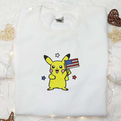 The 4Th Of July Pikachu Embroidered Shirt