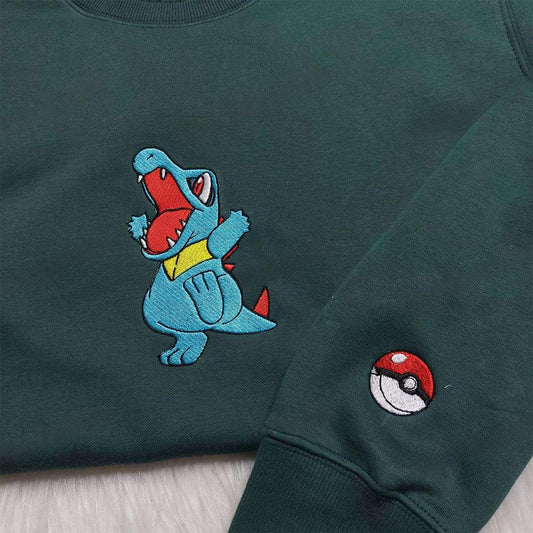 Totodile Pokemon Embroidered Shirt Pokemon