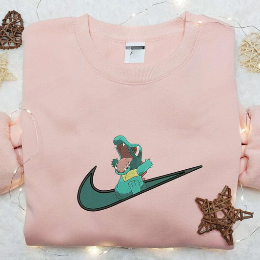 Totodile X Swoosh Anime Embroidered Hoodie Cool Anime Clothing