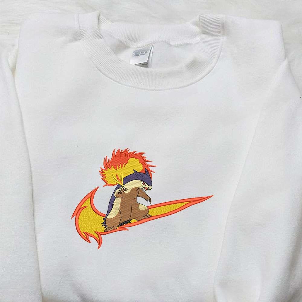 Typhlosion X Swoosh Anime Embroidered Hoodie Pokemon Embroidered Hoodie