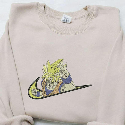 Swoosh X Goku Super Saiyan Anime Embroidered Hoodie Dragon Ball