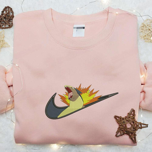 Typhlosion X Swoosh Anime Embroidered Hoodie Cool Anime Clothing