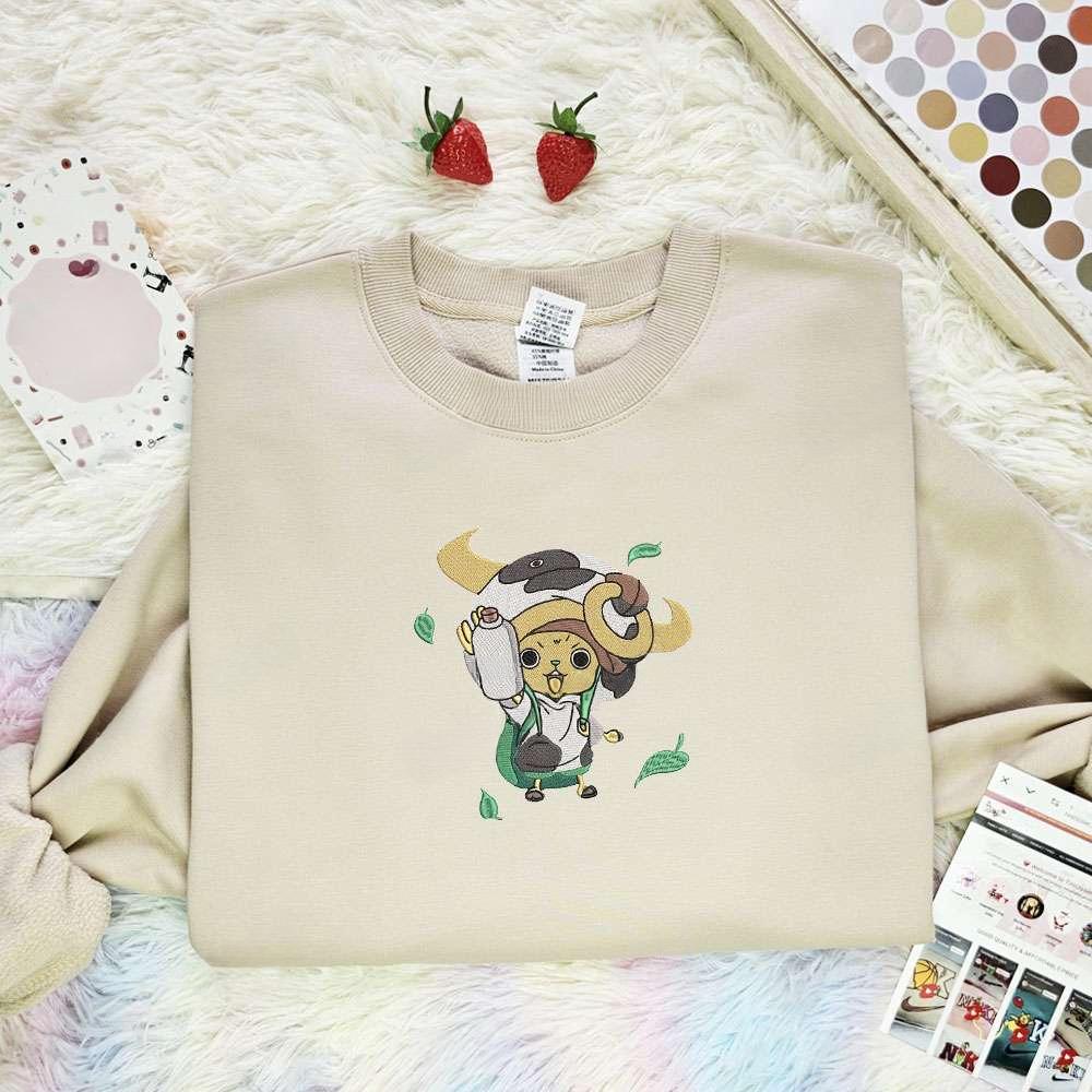Tony Tony Chopper Milk Cow One Piece Anime Embroidered Shirt
