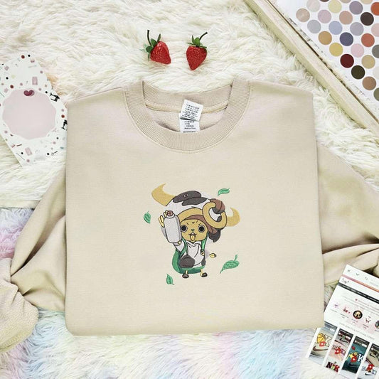 Tony Tony Chopper Milk Cow One Piece Anime Embroidered Shirt
