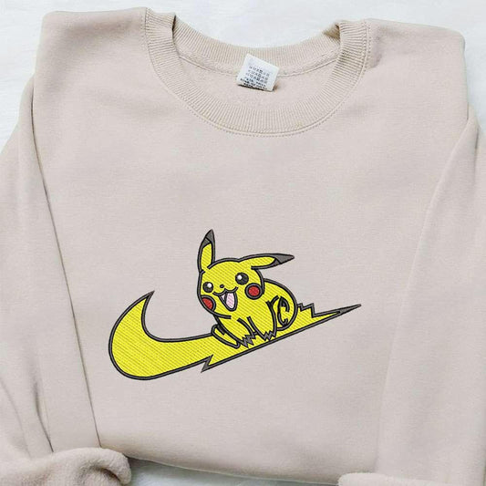 Swoosh X Pikachu Anime Embroidered Shirt Pokemon Embroidered T Shirt