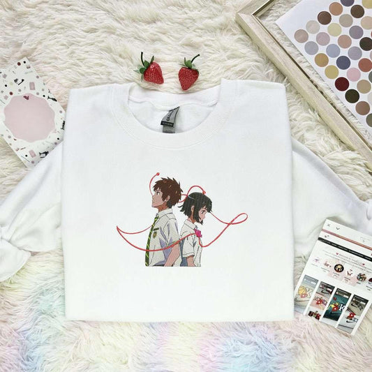 Taki And Mitsuha Your Name Anime Embroidered Shirt