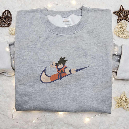 Swoosh Anime X Goku Embroidered Sweatshirt Dragon Ball Embroidered Shirt