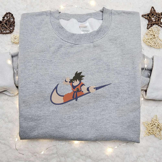 Swoosh Anime X Goku Embroidered Sweatshirt Dragon Ball Embroidered Shirt