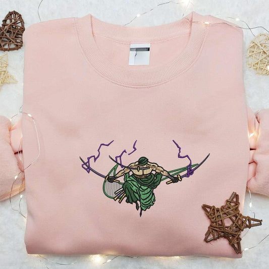 Swoosh Anime X Roronoa Zoro Embroidered Hoodie One Piece Embroidered Shirt