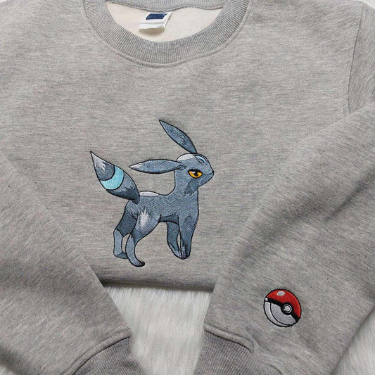Umbreon Pokemon Embroidered Sweatshirt Pokemon Embroidered Hoodie Anime Embroidered Shirt