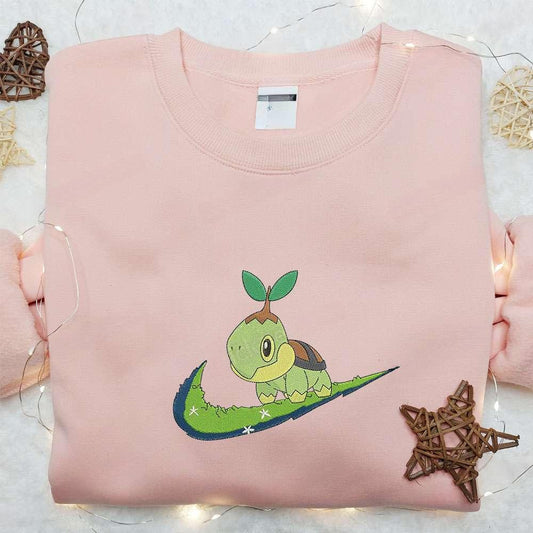 Turtwig X Swoosh Anime Embroidered Hoodie Cool Anime Clothing