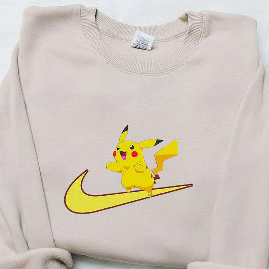 Swoosh X Pikachu Anime Embroidered Hoodie Cool Anime Clothing