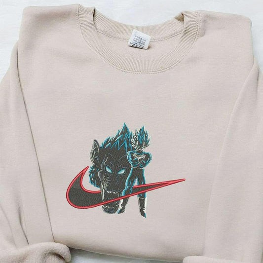 Swoosh Anime X Vegeta And King Kong Embroidered Hoodie Cool Anime Clothing