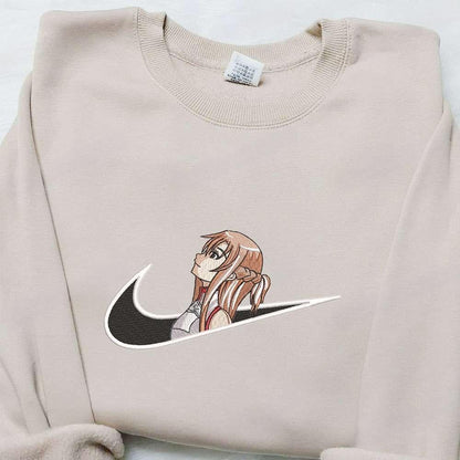 Yuuki Asuna X Swoosh Anime Embroidered Sweatshirt Sword Art Online