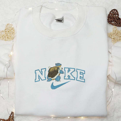 Blastoise x Nike Embroidered Shirt Pokemon Anime Embroidered Hoodie Nike Inspired Embroidered Sweatshirt