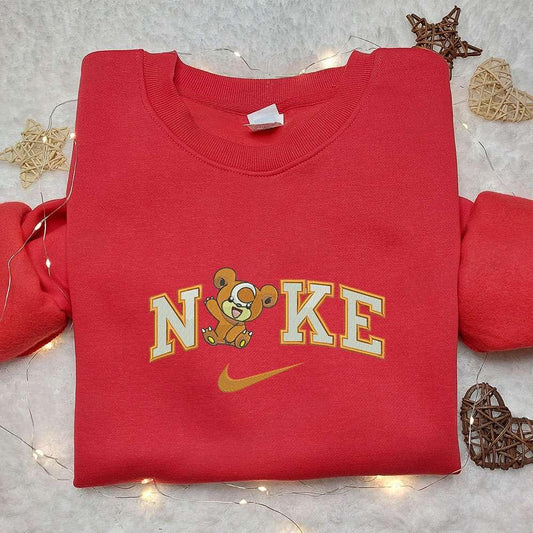 Teddiursa x Nike Embroidered Sweatshirt Pokemon Embroidered Shirt Nike Inspired Embroidered Shirt