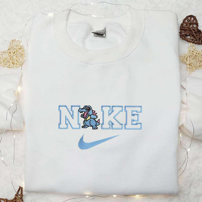 Totodile x Nike Embroidered Shirt Pokemon Anime Embroidered Hoodie Best Gifts For Family