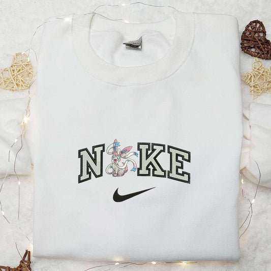 Sylveon x Nike Embroidered Shirt Pokemon Anime Embroidered Hoodie Best Gifts For Family