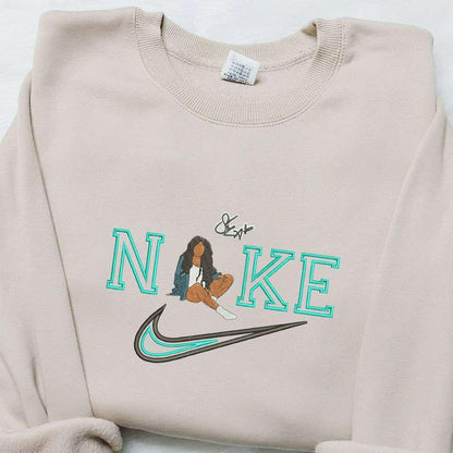SZA x Nike Celebrity Embroidered Shirt Custom Nike Embroidered T shirt Best Gift for Family