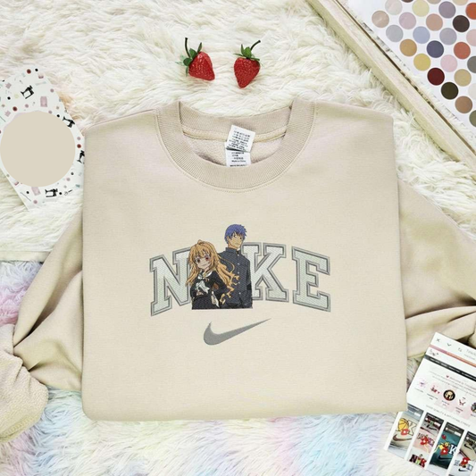 Taiga And Ryuji X Nike Embroidered Shirt Toradora Anime Embroidered Hoodie, Inspired Anime Movie, Best Gift for Anime Fans