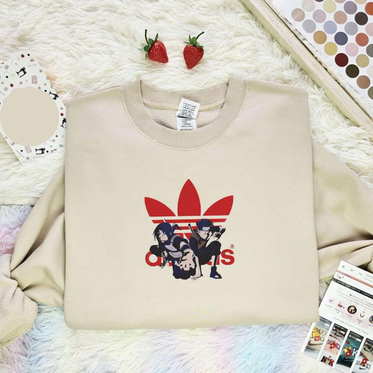 Uchiha Adidas Naruto Anime Embroidered Shirt, Inspired Anime Movie, Best Gift for Anime Fans
