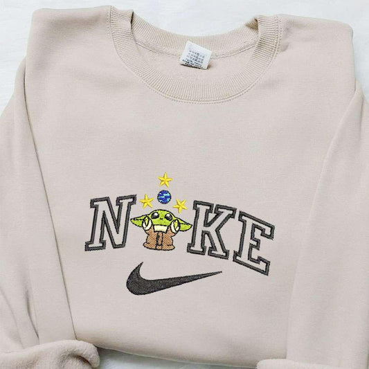 Baby Yoda x Nike Movie Embroidered Sweatshirt Custom Embroidered T shirt Best Birthday Gift Ideas