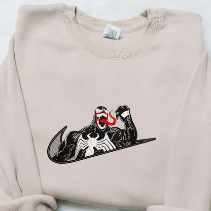 Swoosh x Venom Movie Embroidered Hoodie Marvel Cinematic Universe Embroidered Shirt Best Gift Ideas for Family